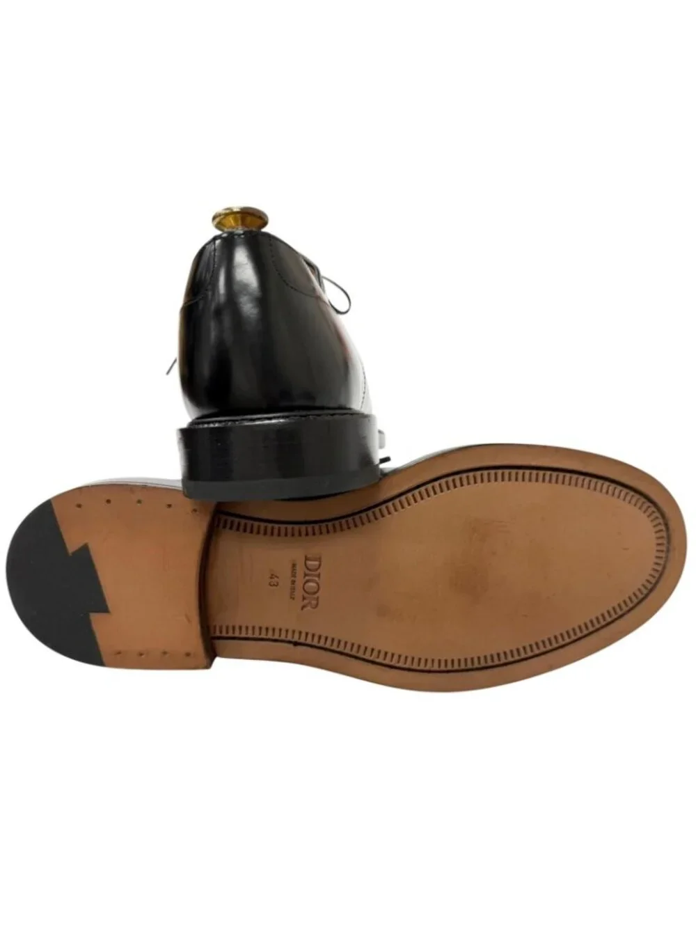 Dior Homme Evidence Leather Embossed Logo Plain Toe Derby Shoes Dress Black